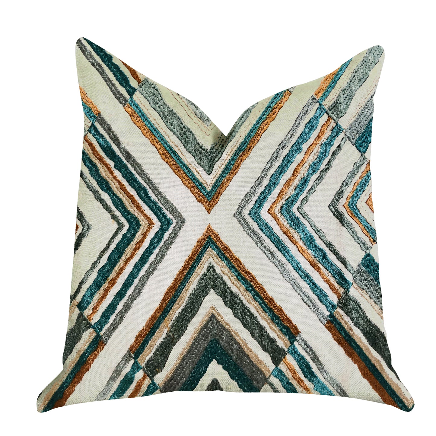 Crescent Peak Multi Green Luxury Throw Pillow