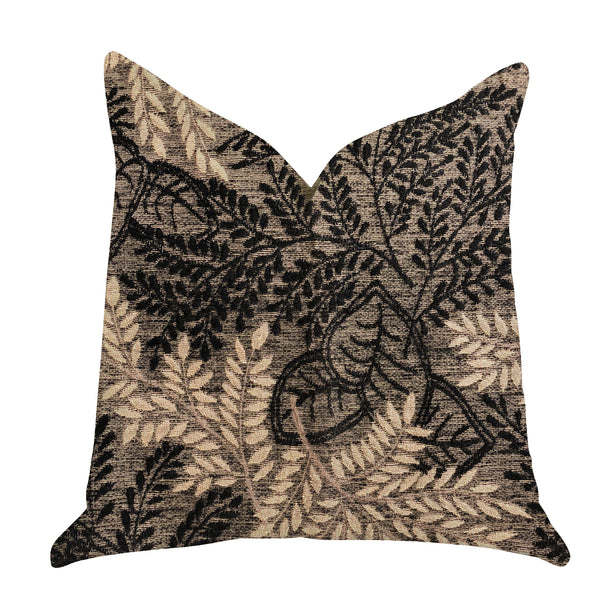 Bonzai Ebony Floral Throw Pillow in Black and Brown