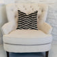 Jagged Fringe Luxury Throw Pillow in Black and Beige