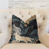 Kimono Tiger Blue and Beige Luxury Throw Pillow