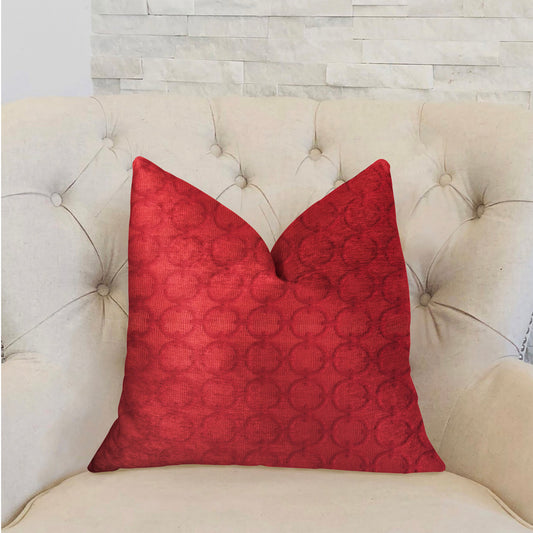 Scarlet Cercles Red Luxury Throw Pillow