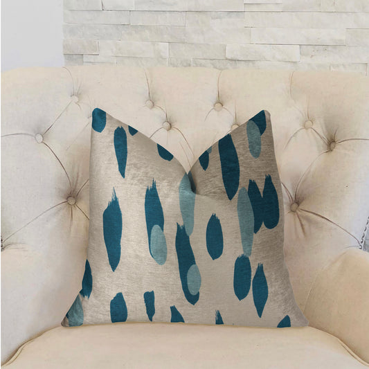 Bosky Willow Blue and White Luxury Throw Pillow