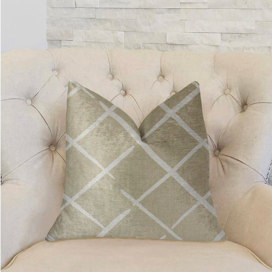 DaVinci Beige and Brown Luxury Throw Pillow