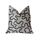 Chandra Taal Blue and Beige Luxury Throw Pillow