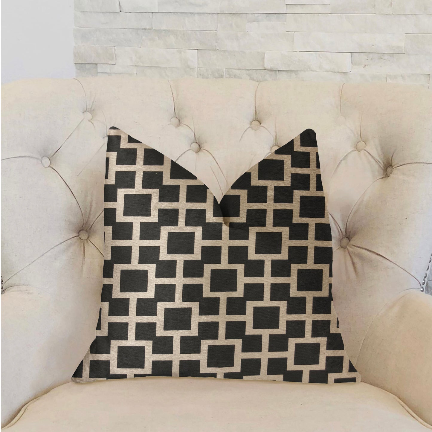 Petunia Black and White Luxury Throw Pillow