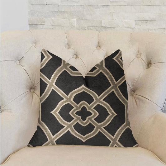 Terra Bell Black and Beige Luxury Throw Pillow