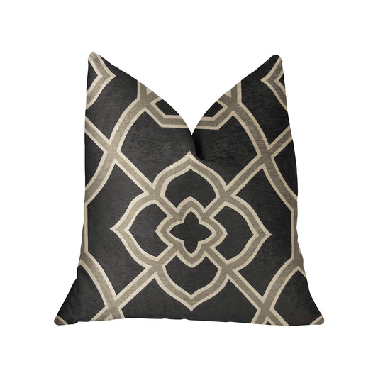 Terra Bell Black and Beige Luxury Throw Pillow