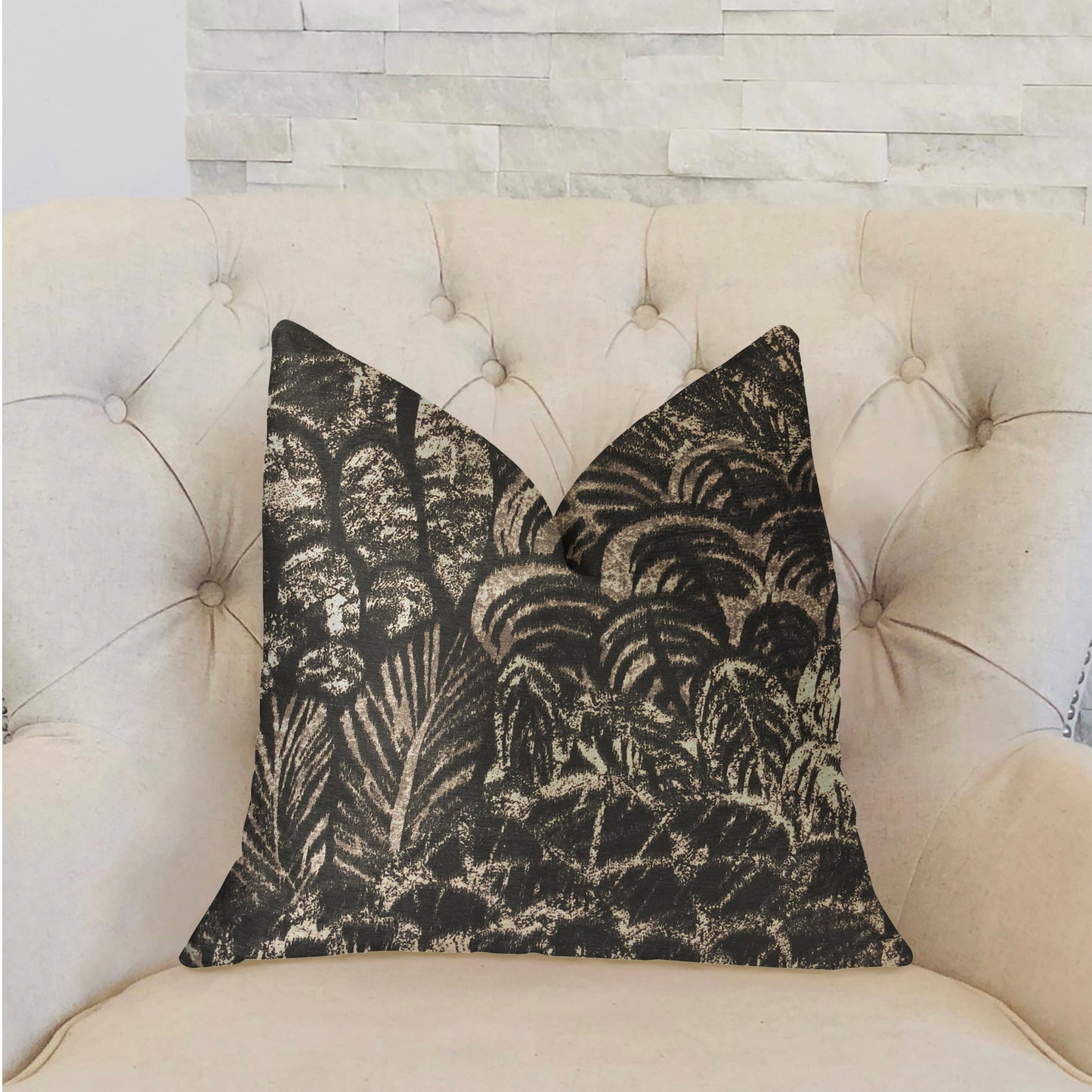 Rowan Gale Black and Beige Luxury Throw Pillow