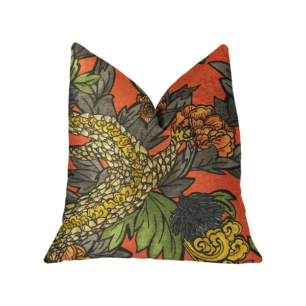 Amaryllis Dragon Multicolor Luxury Throw Pillow