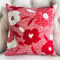 Hibiscus Red and Beige Luxury Throw Pillow