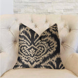 Floral Fantasy Black and Beige Luxury Throw Pillow