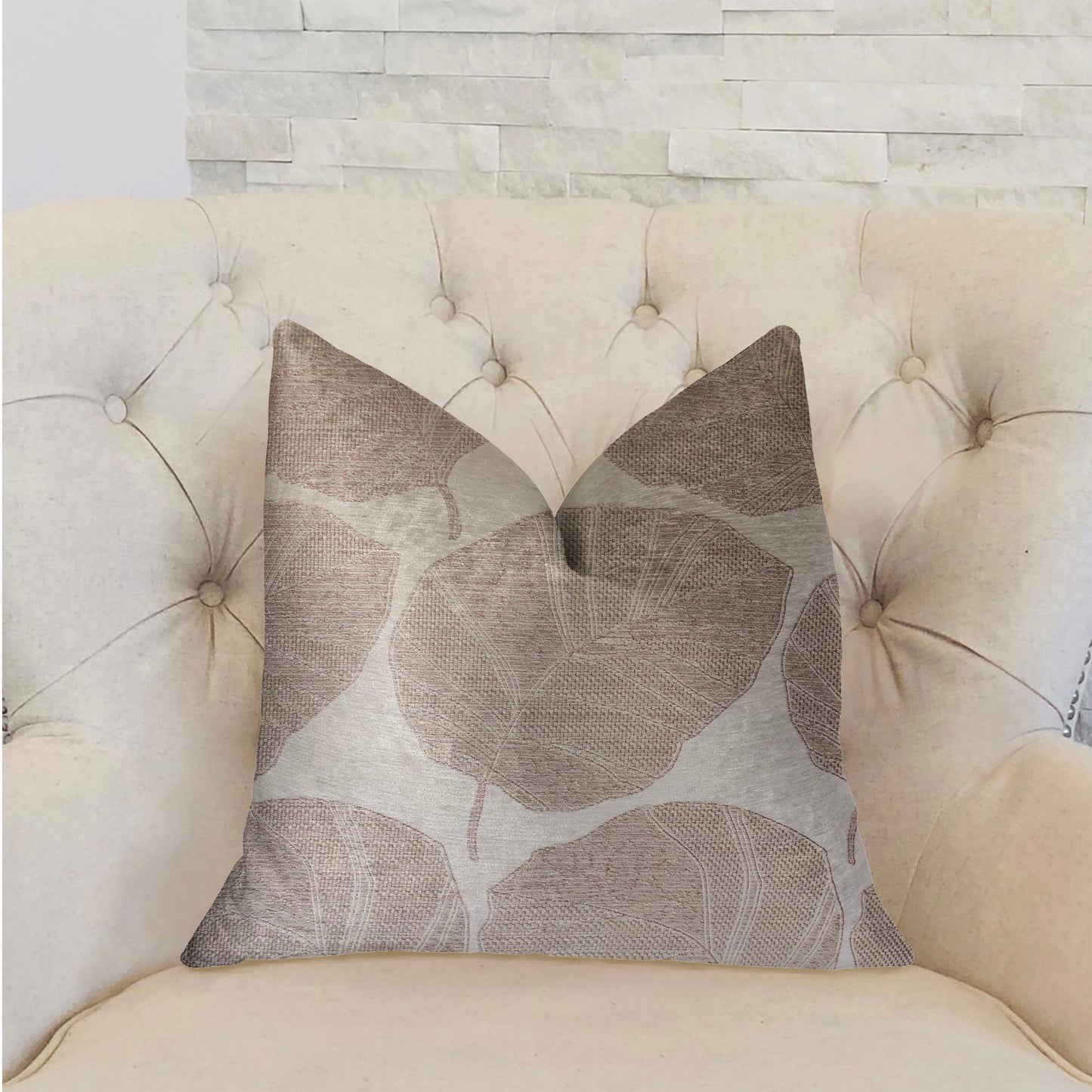 Pleasant Leaves Gray Luxury Throw Pillow