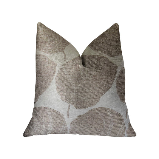 Pleasant Leaves Gray Luxury Throw Pillow