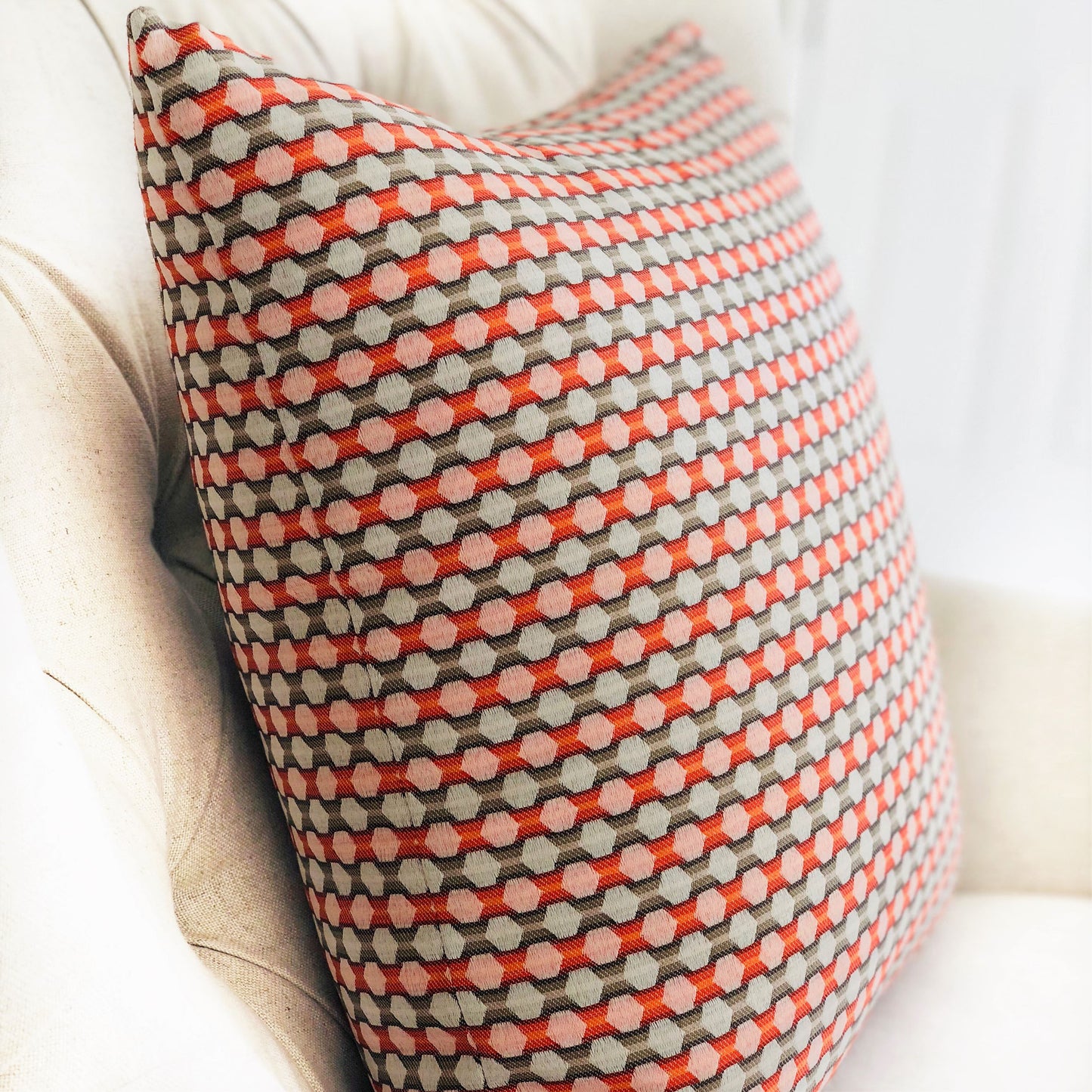 Sunny Cave Orange and Beige Luxury Throw Pillow