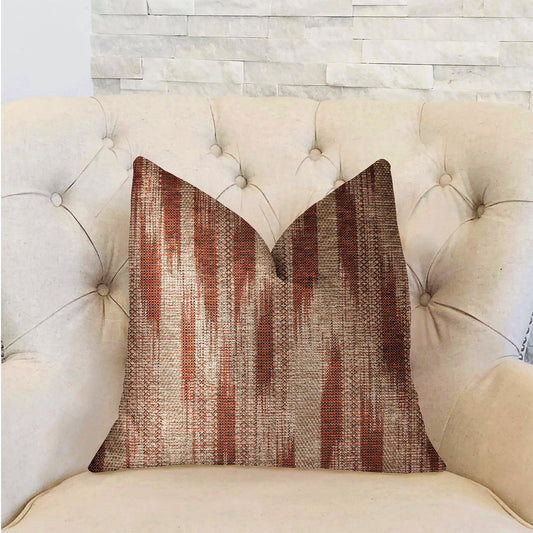 Stormy Pine Orange and Beige Luxury Throw Pillow