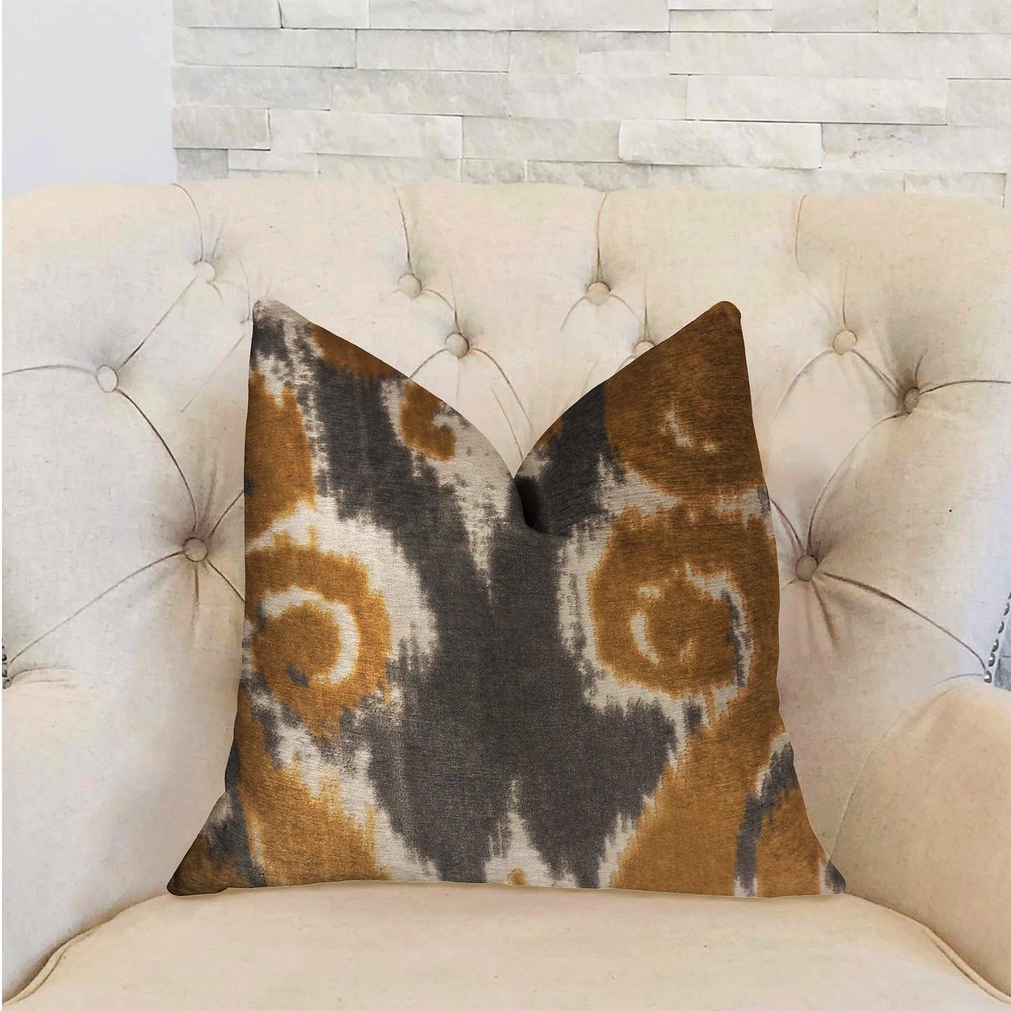 Euphoria Plush Gold Luxury Throw Pillow