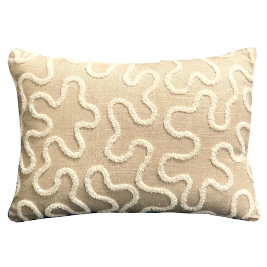 Chandra Taal Beige Geometric Luxury Throw Pillow