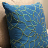 Calico Island Blue and Green Geometric Luxury Throw Pillow