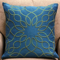 Calico Island Blue and Green Geometric Luxury Throw Pillow