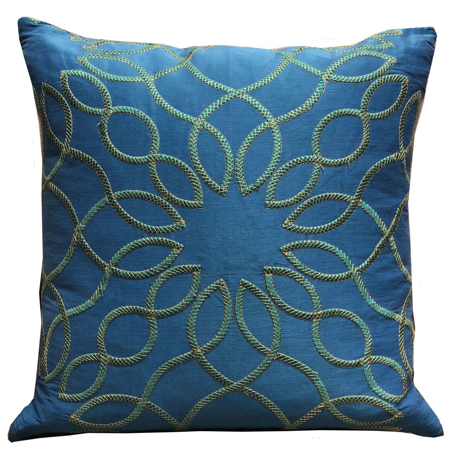 Calico Island Blue and Green Geometric Luxury Throw Pillow