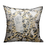 Craven Dust Gold, Gray Abstract Luxury Throw Pillow