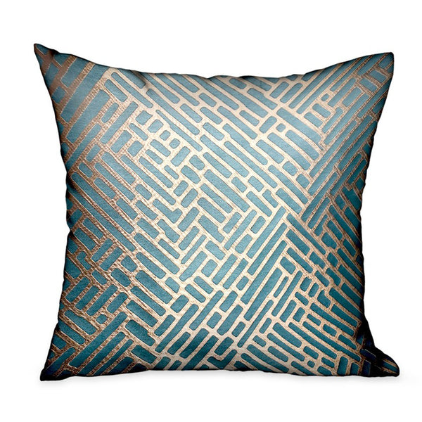 Golden Brick Blue Geometric Luxury Throw Pillow