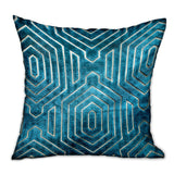 Cerulean Velvet Blue Geometric Luxury Throw Pillow