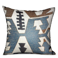 Wild Chumash Blue Brown Geometric Luxury Outdoor/Indoor Throw Pillow