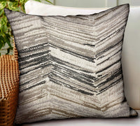 Jagged Sand Brown Geometric Luxury Outdoor/Indoor Throw Pillow
