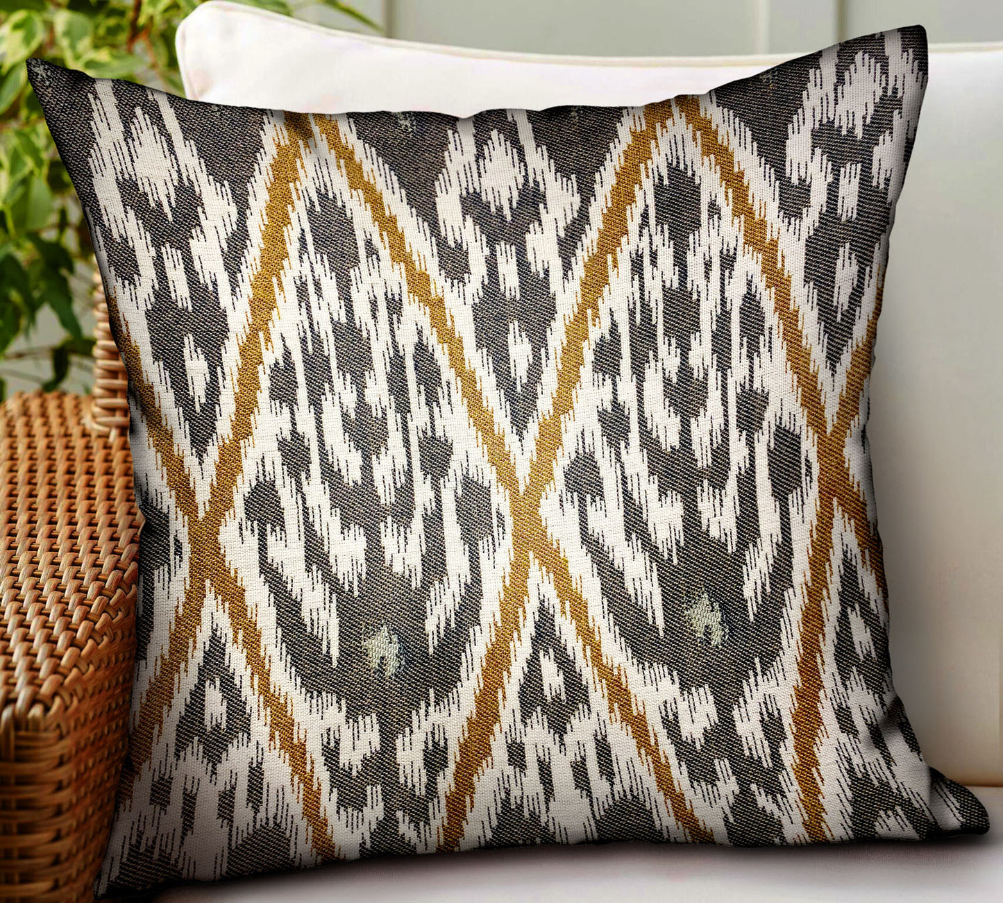 Isabis Plush Brown Ikat Luxury Outdoor/Indoor Throw Pillow