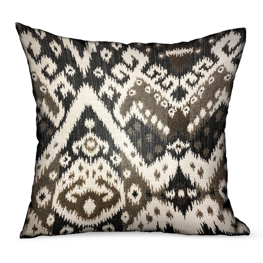 plutus amare dream brown ikat luxury outdoor/indoor throw pillow - 0