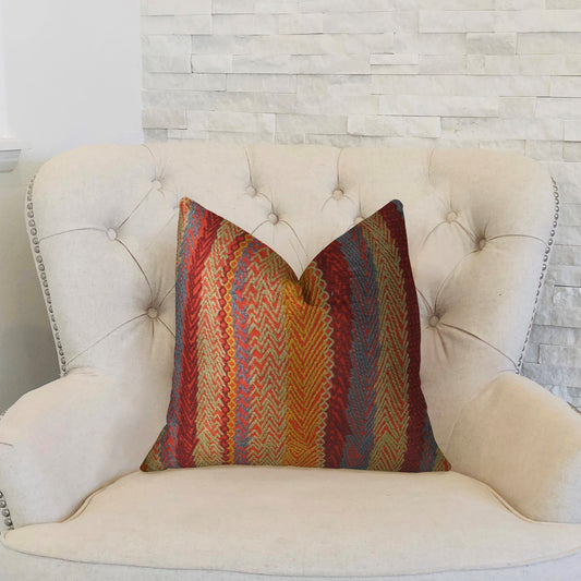 Red Sand Red Blue and Orange Handmade Luxury Pillow