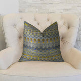 Blue Wynne Blue Navy and Yellow Handmade Luxury Pillow