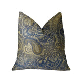Myrtle  Navy Blue and Taupe Handmade Luxury Pillow