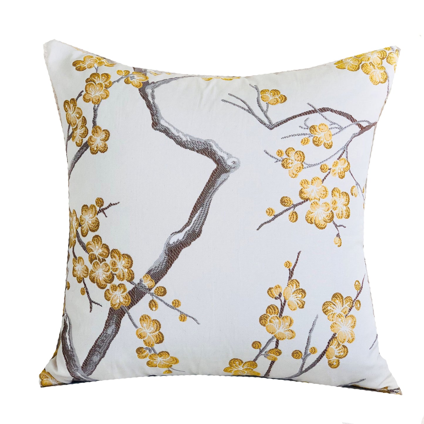 Yellow Blossom Yellow and Gray Handmade Luxury Pillow