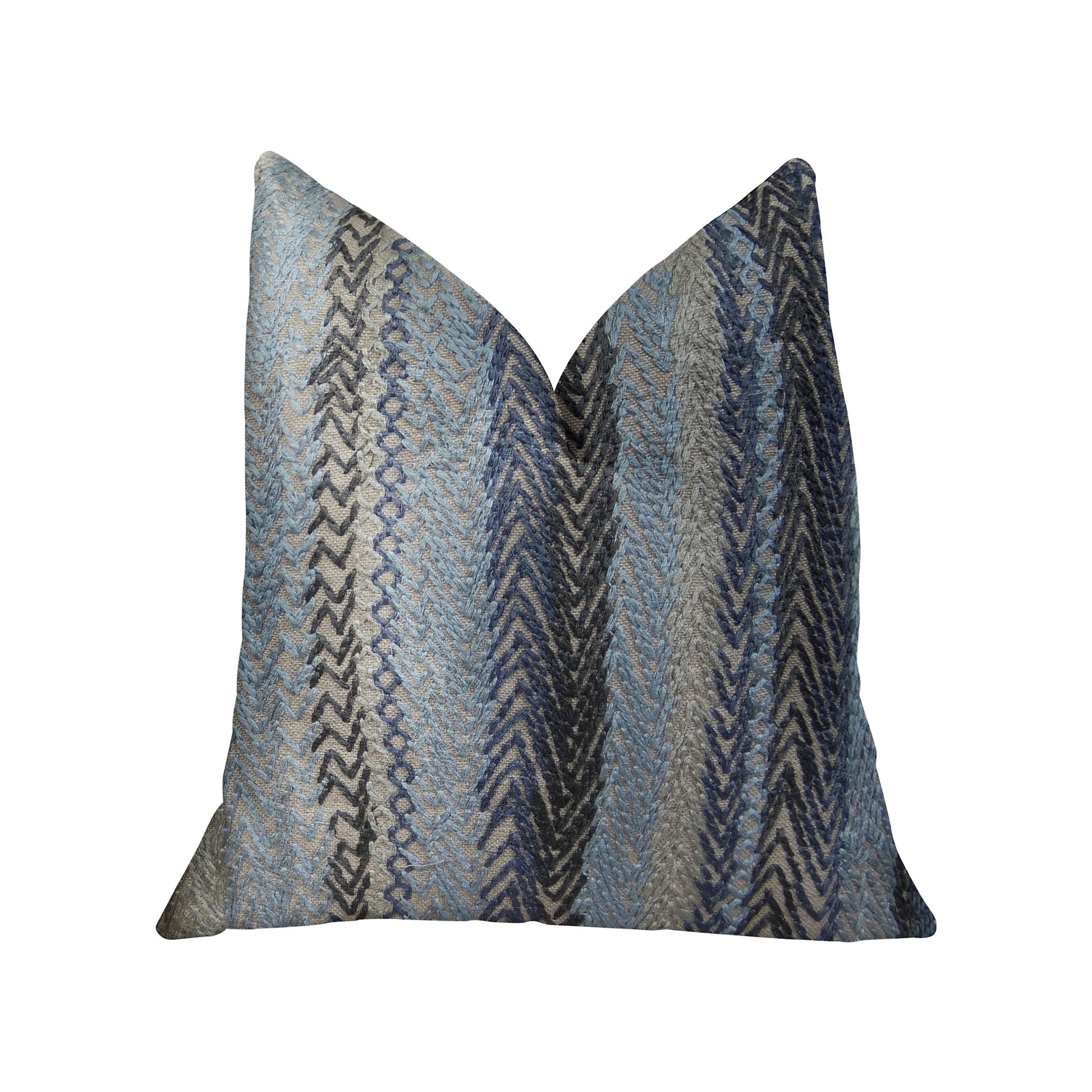 Plutus Blue Gate Gray Blue and Taupe Handmade Luxury Pillow - 0