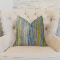 Clear Shore Blue Mustard and Lavender Handmade Luxury Pillow