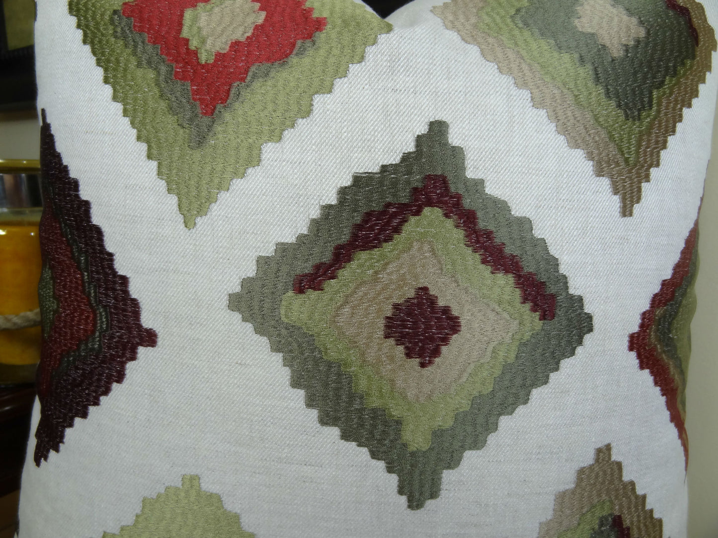 Earth Crust White Green and Red Handmade Luxury Pillow