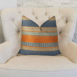Anastasia Orange Navy and Cream Handmade Luxury Pillow