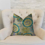 Paulina Turquoise Olive and Taupe Handmade Luxury Pillow