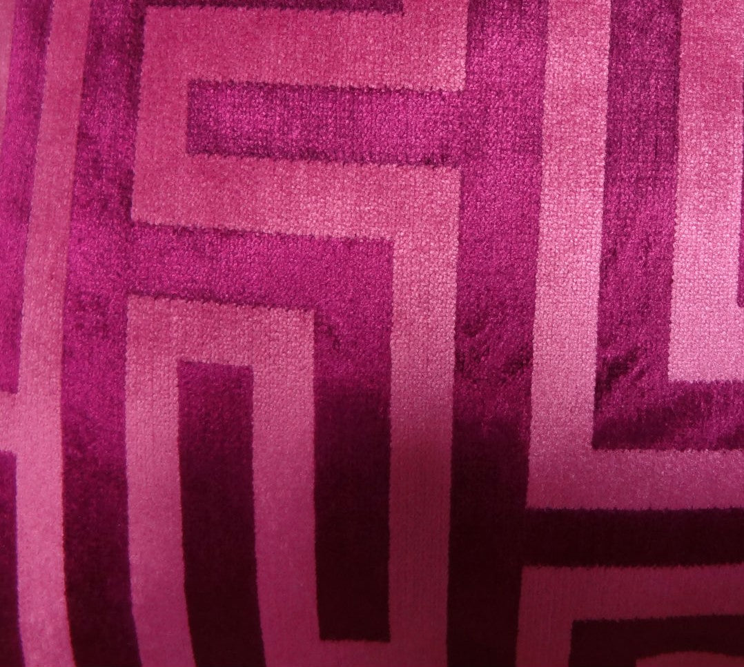 Velvet Maze Runner Fuchsia Handmade Luxury Pillow