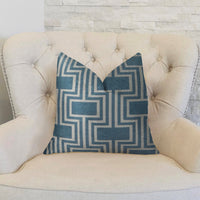 Argyle Square Blue and White Handmade Luxury Pillow