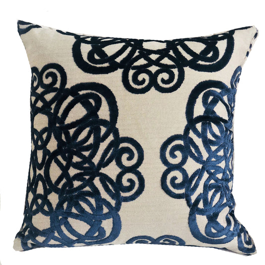 Serendepity  Navy and Taupe Handmade Luxury Pillow