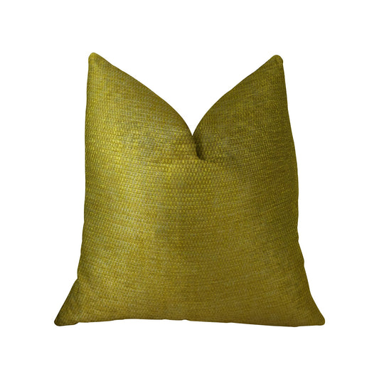 Deep Lemon Grass Metallic Citrine and Gold Handmade Luxury Pillow