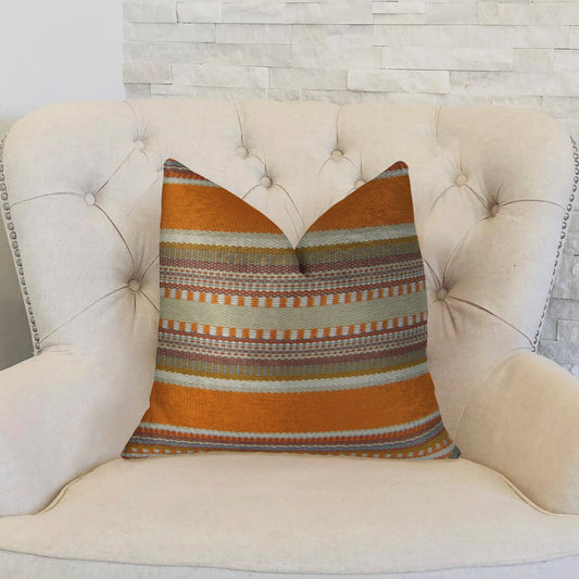 South Shore Amber Orange Olive and Cream Handmade Luxury Pillow