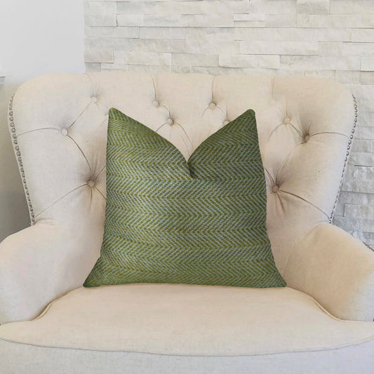 Upland Light Green and Ivory Handmade Luxury Pillow