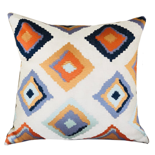 Isabeau Purple Orange and White Handmade Luxury Pillow