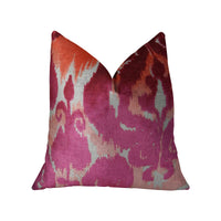 Velvet Grayce Fuchsia Coral and Cream Handmade Luxury Pillow