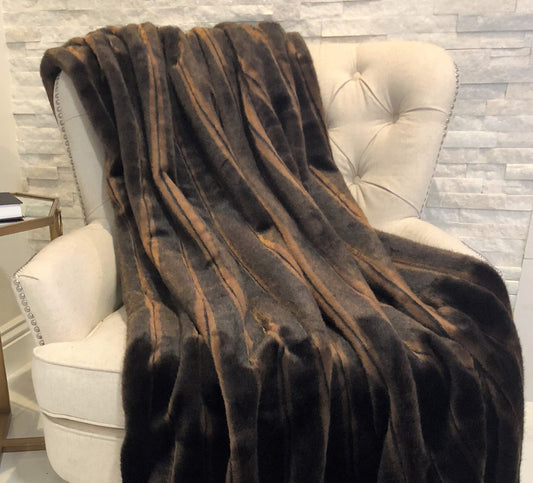 Fancy Brown Mink Handmade Luxury Throw