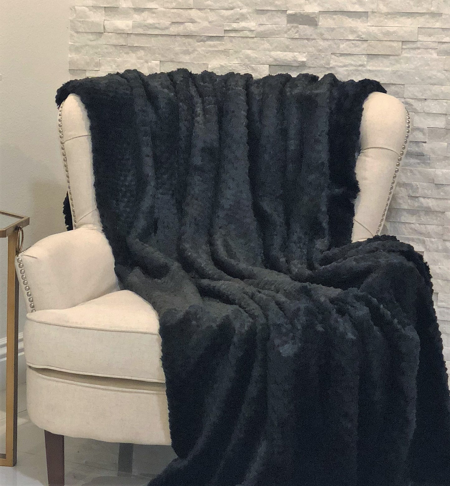 Black Mink Faux Fur Luxury Throw